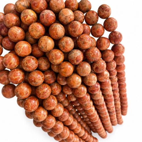 Gras Korallenkugeln, Graskoralle, rund, poliert, DIY & verschiedene Größen vorhanden, orange, Länge:ca. 40 cm, verkauft von Strang[