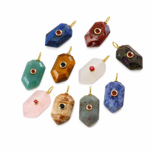 Gemstone Pendantifs en laiton, pierre gemme, avec laiton, Motif géométrique, DIY & différents matériaux pour le choix & avec strass Vendu par PC