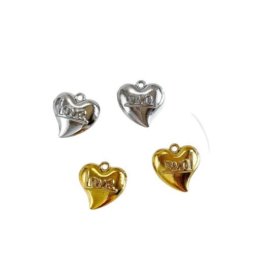 Stainless Steel Heart Pendants, 304 Stainless Steel, plated, DIY & with letter pattern 