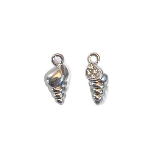 Colgantes de acero inoxidable de animales, acero inoxidable 304, Concha, chapado, Bricolaje & con diamantes de imitación, más colores para la opción, 6x13mm, Vendido por UD