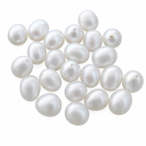 Perles nacres de culture d'eau douce demi percées , perle d'eau douce cultivée, larme, naturel, semi-foré, blanc, 9-10MM Environ 0.8mm, Vendu par paire