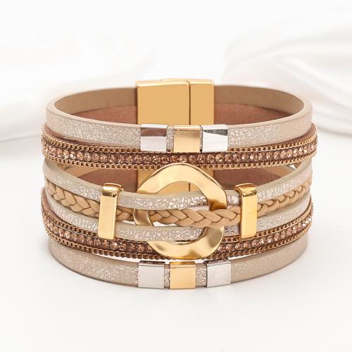 Wrap Bracelets, PU Leather, zinc alloy magnetic clasp [