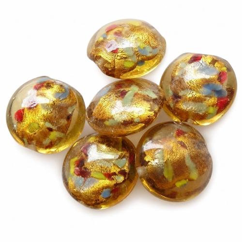 Goldfolie Lampwork Perlen, flache Runde, Weitere Größen für Wahl, keine, Bohrung:ca. 2mm, 1000PCs/Menge, verkauft von Menge