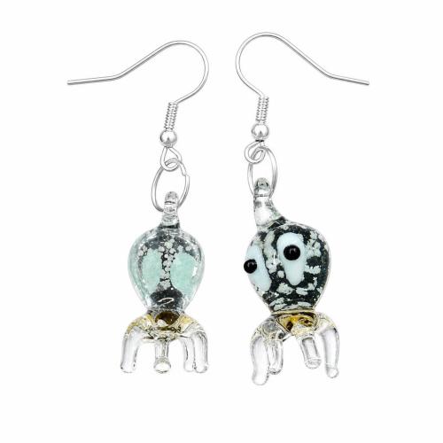 Boucle d'oreille goutte en verre coloré, chalumeau, laiton boucle d'oreille crochet, animal, lumineux, plus de couleurs à choisir pouce, Vendu par paire