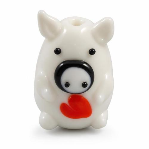 Tier Lampwork Perlen, Schwein, 13x19x13mm, Bohrung:ca. 2mm, verkauft von PC
