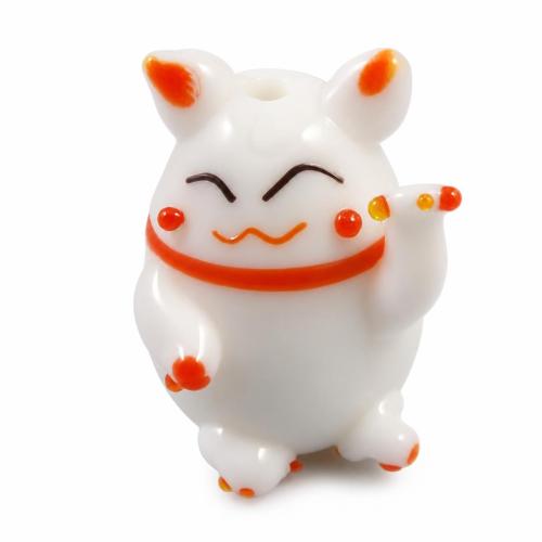 Tier Lampwork Perlen, Katze, 20x13x15mm, Bohrung:ca. 2mm, verkauft von PC