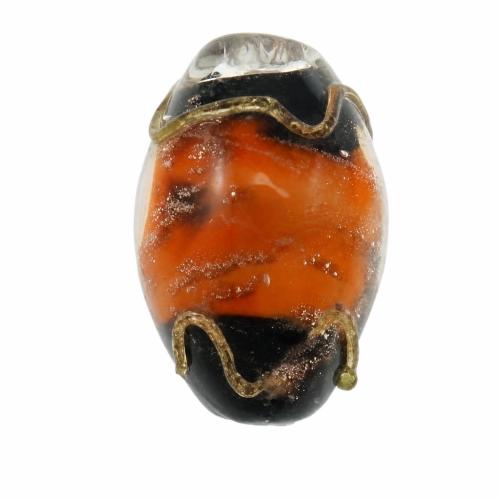 Goldfolie Lampwork Perlen, oval, keine, 12x18mm, Bohrung:ca. 2mm, ca. 500PCs/Tasche, verkauft von Tasche