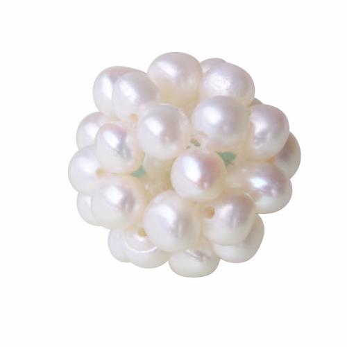 Ball Cluster Zuchtperlen, Natürliche kultivierte Süßwasserperlen, rund, natürlich, hohl, weiß, 16mm, Bohrung:ca. 2-5mm, verkauft von PC