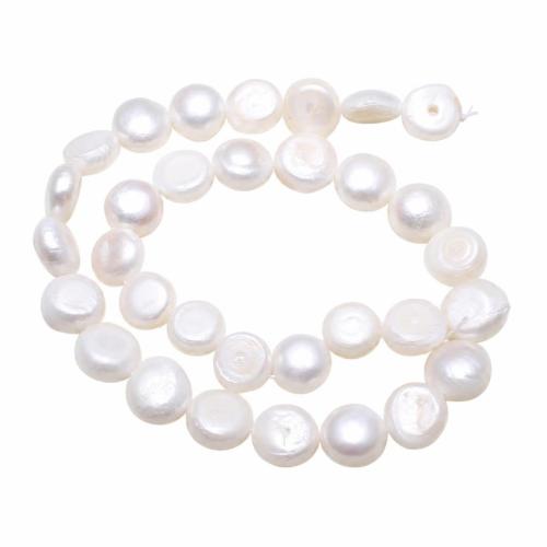 Bouton de culture des perles d'eau douce, perle d'eau douce cultivée, naturel, blanc, 12-13mm Environ 0.8mm Environ 15.5 pouce, Vendu par brin