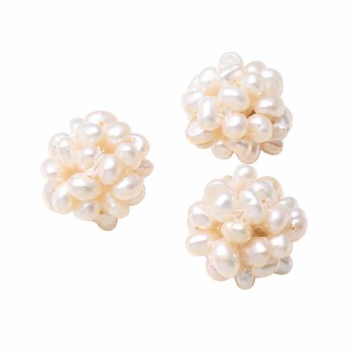 Ball Cluster Zuchtperlen, Natürliche kultivierte Süßwasserperlen, Knopf, natürlich, weiß, 15mm, verkauft von PC