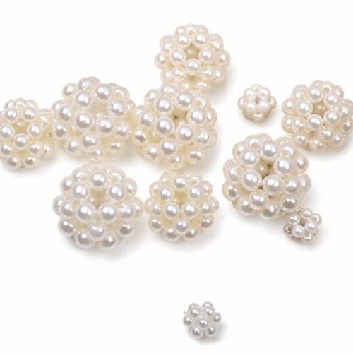 Ball Cluster Zuchtperlen, Kunststoff Perlen, DIY & verschiedene Größen vorhanden, weiß, verkauft von PC