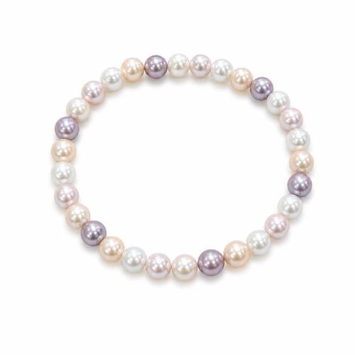 Shell Pearl Bracelet, Round, polished & for woman, mixed colors Approx 7 Inch 