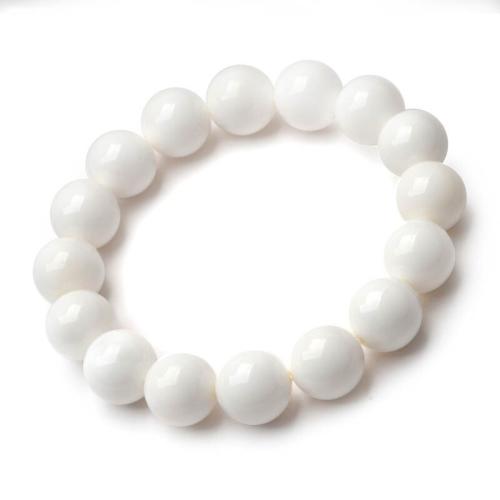Shell Pearl Bracelet, Round, polished, Unisex white Approx 5.9-8.3 Inch 