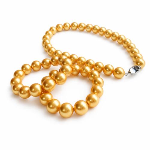Shell Pearl Collier et bracelet, Rond, normes différentes pour le choix & pour femme, Or, 14mm, Vendu par PC