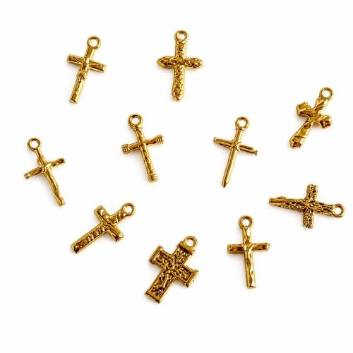 Colgantes de Cruces de acero inoxidable, acero inoxidable 304, chapado en color dorado, Bricolaje & diferentes estilos para la opción, Vendido por UD[