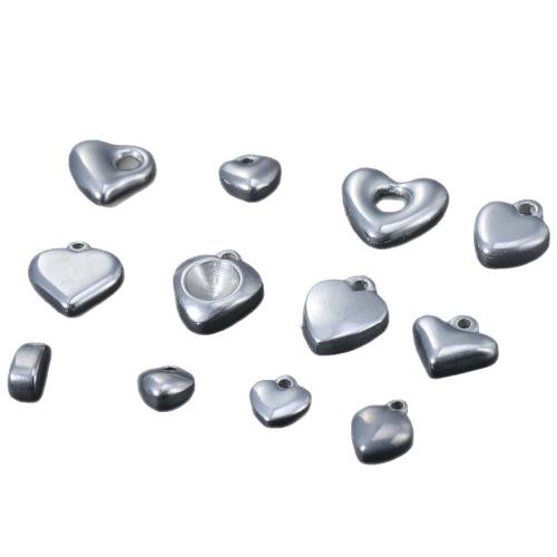 pendentifs de cœur en inox , Acier inoxydable 304, coeur, DIY & styles différents pour le choix, couleur originale, Vendu par PC[