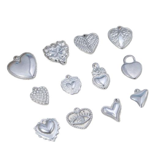 pendentifs de cœur en inox , Acier inoxydable 304, coeur, DIY & styles différents pour le choix, Vendu par PC[
