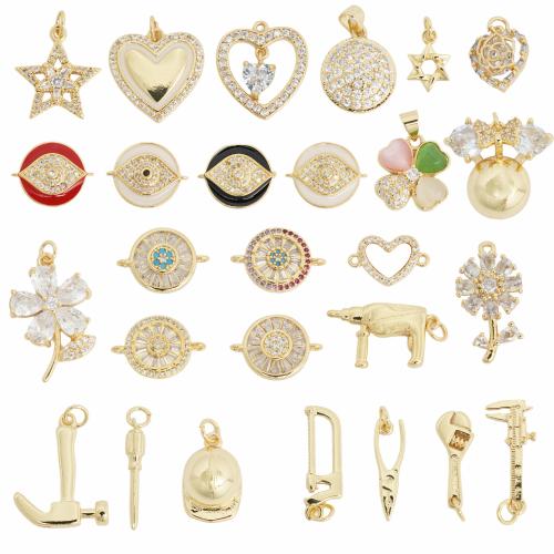 Colgantes de latón de imitación de diamante, metal, chapado en color dorado, Bricolaje & diferentes estilos para la opción & esmalte & con diamantes de imitación, Vendido por UD