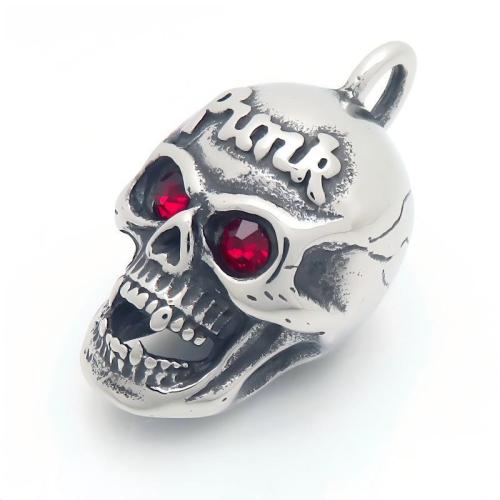 Acero inoxidable cráneo colgante, acero inoxidable 304, Calavera, chapado, Diseño de Halloween & Bricolaje & con diamantes de imitación, más colores para la opción, 46x26mm, Vendido por UD