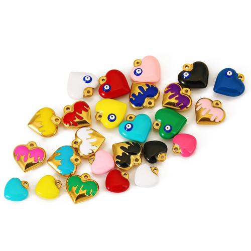 colgantes de acero inoxidable de esmalte, acero inoxidable 304, Corazón, chapado en color dorado, Bricolaje & diferentes estilos para la opción & sólido, Vendido por UD