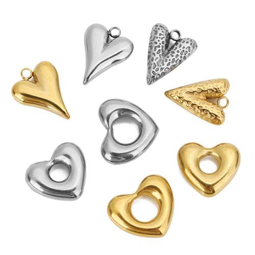 Colgantes del corazón de acero inoxidable, acero inoxidable 304, Recubrimiento iónico al vacío, Bricolaje & diferentes estilos para la opción, Vendido por UD