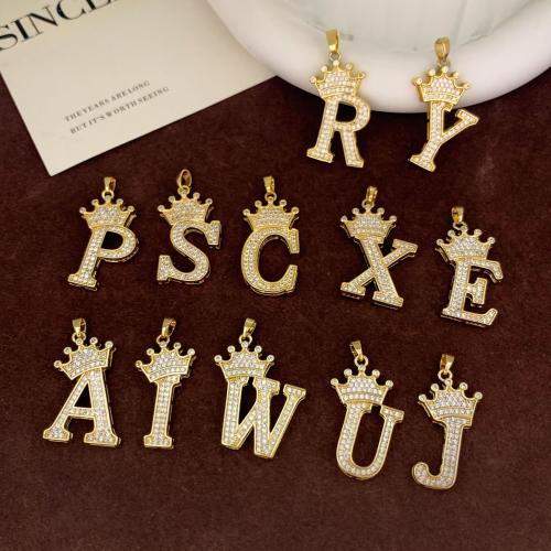キュービックジルコニアマイクロパヴェブラスペンダント, 銅, アルファベット文字, メッキ, DIY & 異なるスタイルを選択 & マイクロパヴェジルコニア, 売り手 パソコン