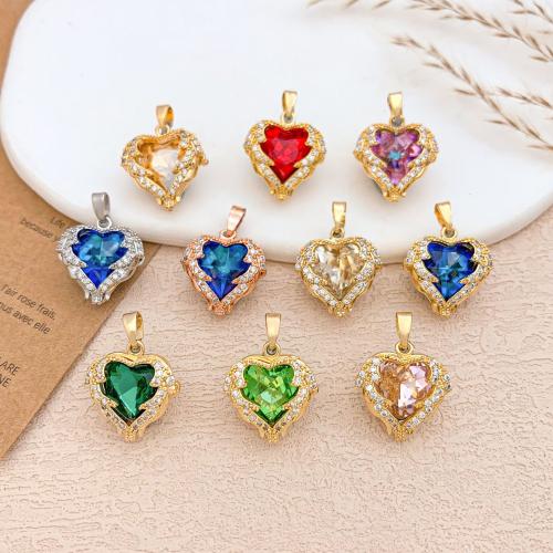 キュービックジルコニアマイクロパヴェブラスペンダント, 銅, ハート形, メッキ, DIY & マイクロパヴェジルコニア, 無色 売り手 パソコン