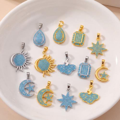 Colgante de Micro Pavé de Zirconía Cúbica, metal, chapado, Bricolaje & diferentes estilos para la opción & micro arcilla de zirconia cúbica, pendent size 11-20mm, Vendido por UD[