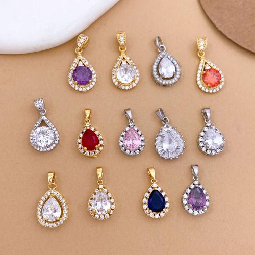 Colgante de Micro Pavé de Zirconía Cúbica, metal, Gota, chapado, Bricolaje & diferentes estilos para la opción & micro arcilla de zirconia cúbica, pendent size 10-12mm, Vendido por UD[