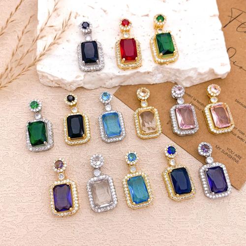 キュービックジルコニアマイクロパヴェブラスペンダント, 銅, 長方形, メッキ, DIY & マイクロパヴェジルコニア, 無色 売り手 パソコン