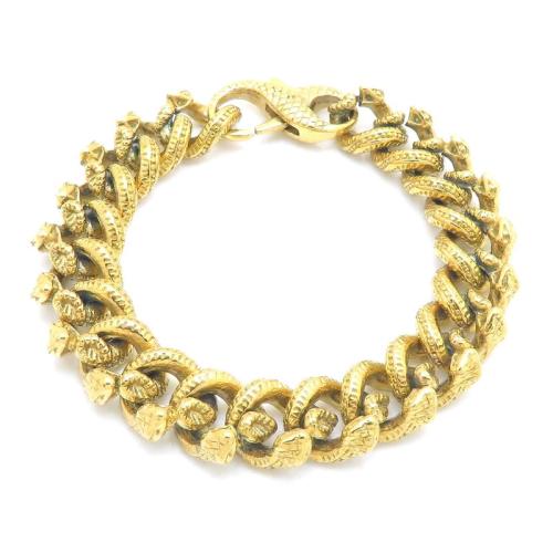 Titanium Steel Bracelet, Snake, plated, vintage & embossed & for man 