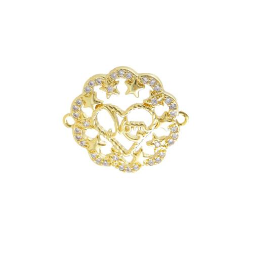 Cubic Zirconia Micro Pave Brass Connectors, gold color plated, DIY & micro pave cubic zirconia 