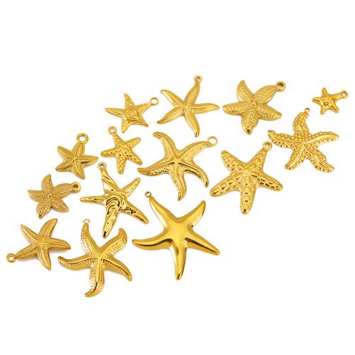 Pendentifs d'animaux en acier inoxydable , Acier inoxydable 304, étoile de mer, Placage ionique sous vide, DIY & styles différents pour le choix, Vendu par PC[