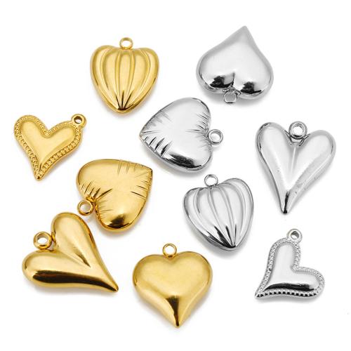 pendentifs de cœur en inox , Acier inoxydable 304, coeur, Placage ionique sous vide, DIY & styles différents pour le choix, Vendu par PC[