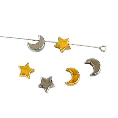 304 Stainless Steel Spacer Bead, Moon and Star, plated, DIY [