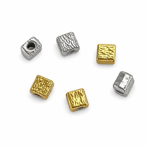 304 Stainless Steel Spacer Bead, Square, plated, DIY [
