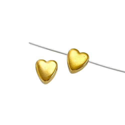 304 Stainless Steel Spacer Bead, Heart, plated, Transverse holes & DIY & smooth [