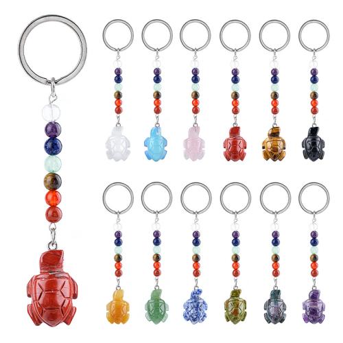 Gemstone Key Clasp, with Zinc Alloy, Turtle, Carved & Unisex, 110mm 