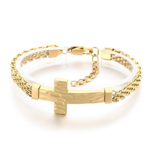 Acier inoxydable 304 bracelet, croix, Placage, Vintage & pour homme, plus de couleurs à choisir Vendu par PC[