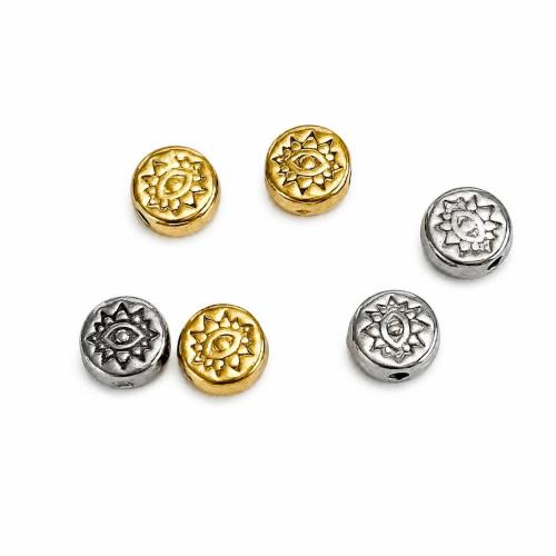 304 Stainless Steel Spacer Bead, Flat Round, plated, DIY [