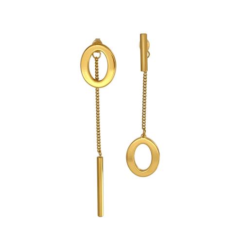 acero inoxidable 304 Pendientes asimétricos, Patrón Geométrico, chapado en color dorado, Joyería & para mujer & hueco, Vendido por Par[