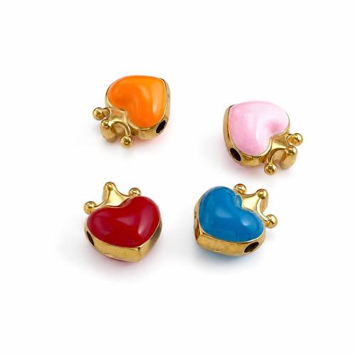 Edelstahl Perlen, 304 Edelstahl, Herz, goldfarben plattiert, DIY & Emaille, keine, 14x17mm, 10PCs/Tasche, verkauft von Tasche