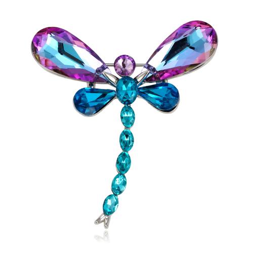 Zinc Alloy Brooch, with Crystal, Dragonfly, gold color plated, fashion jewelry & for woman [