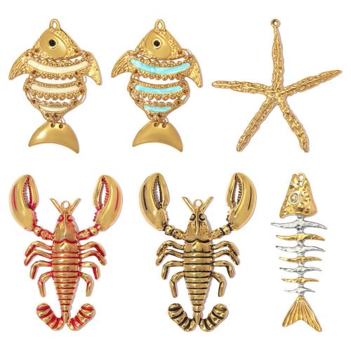 Colgantes de acero inoxidable de animales, acero inoxidable 304, con Piedras preciosas, chapado, diseño océano & Bricolaje & diferentes estilos para la opción & esmalte, 3PCs/Bolsa, Vendido por Bolsa