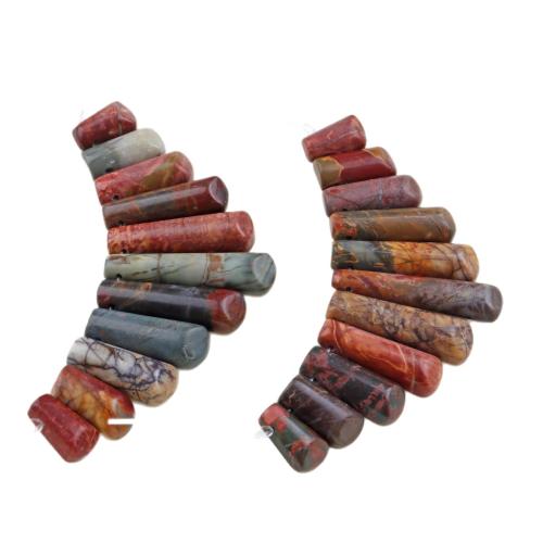 Gemstone Graduated Pendant Beads, Picasso Jasper, Geometrical Pattern, DIY 