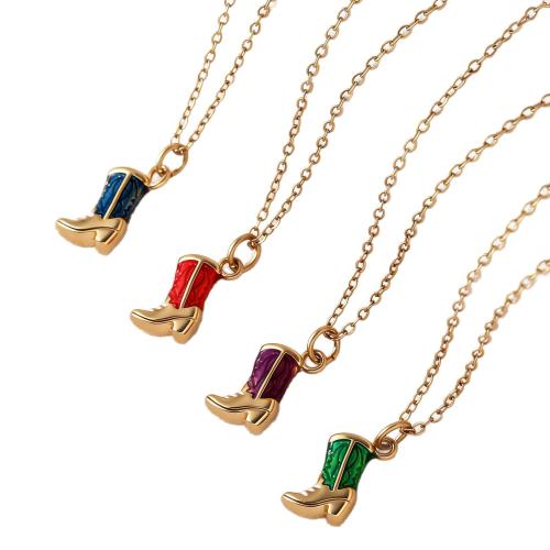 acero inoxidable 304 collar, con 5cm extender cadena, Zapatos, chapado en color dorado, unisexo & esmalte, más colores para la opción, longitud:aproximado 45 cm, Vendido por UD