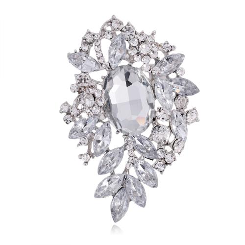 alliage de zinc broche, avec verre, Placage, pour femme & avec strass, plus de couleurs à choisir Vendu par PC[