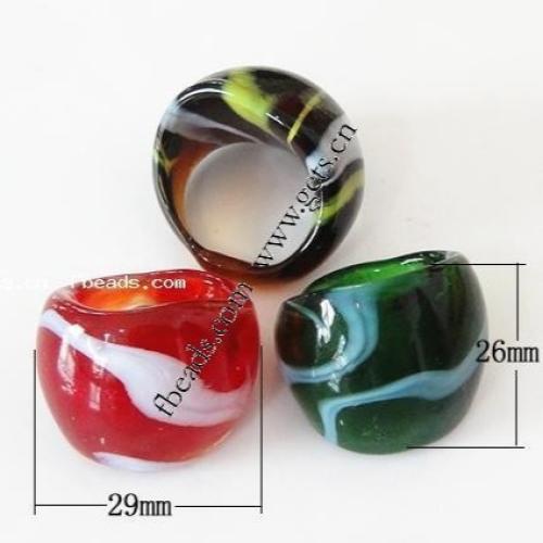 Anillos de Cristal de Murano, color mixto, 28x29x26mm, agujero:aproximado 16-19mm, tamaño:9.5, 12PCs/Caja, Vendido por Caja