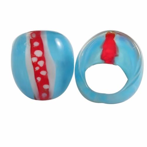 Anillos de Cristal de Murano, diverso tamaño para la opción, Azul Celeste, 24mm, agujero:aproximado 18mm, Vendido por UD