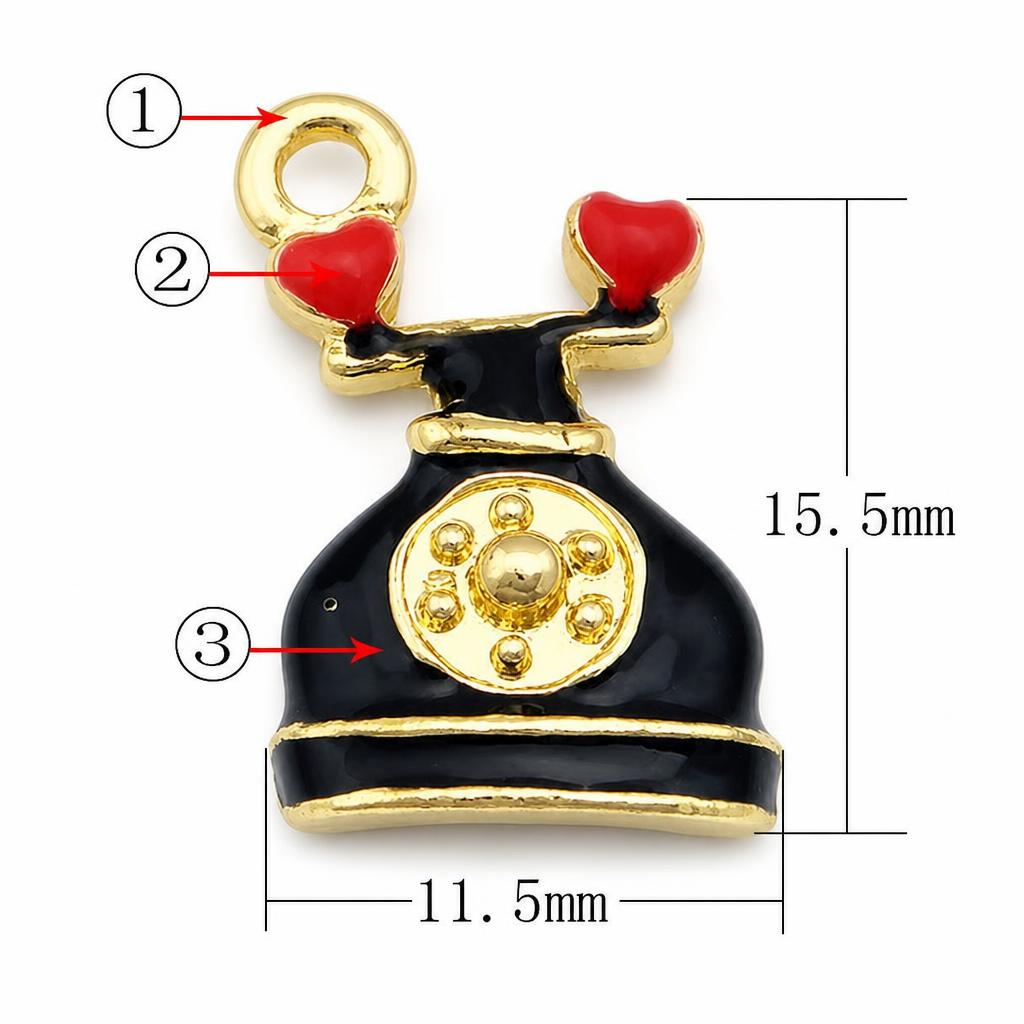 Zinc Alloy Tool Pendants, Telephone, plated, enamel, more colors for choice, 11.5x15.5x3mm, Hole:Approx 2mm, Sold By PC